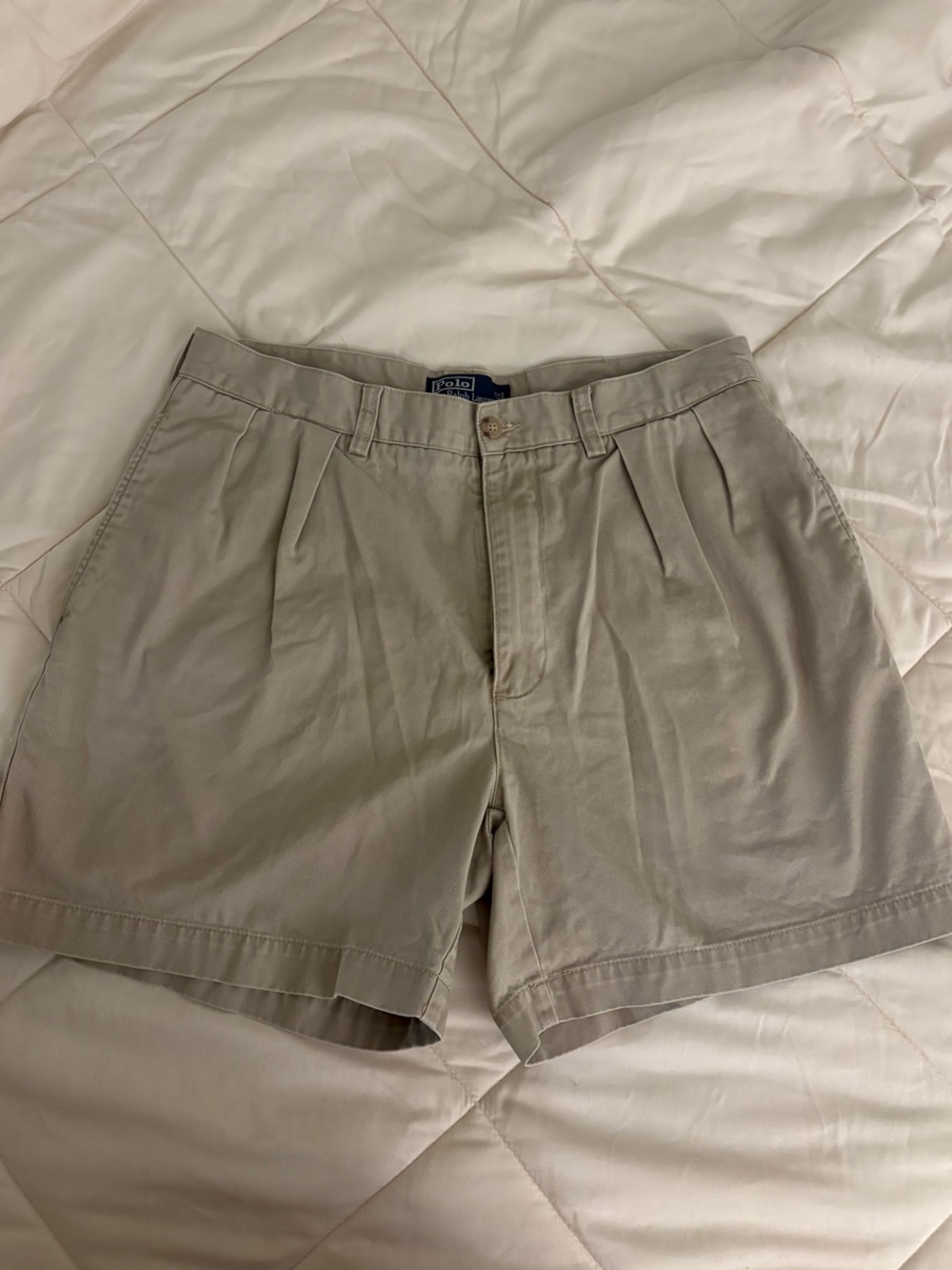 Ralph Lauren Men's Beige Flat-Front Shorts